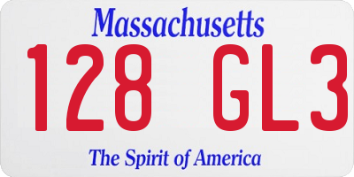 MA license plate 128GL3