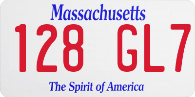 MA license plate 128GL7