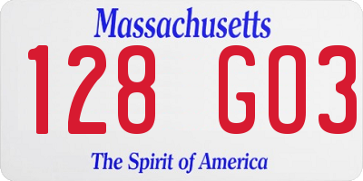 MA license plate 128GO3