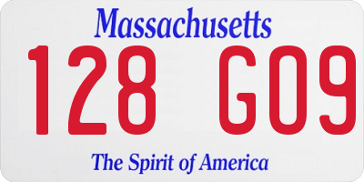 MA license plate 128GO9