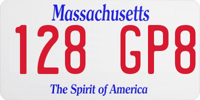 MA license plate 128GP8