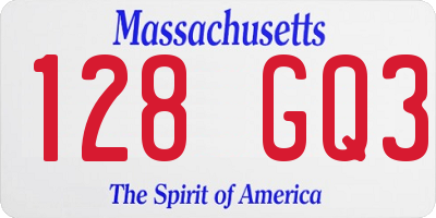 MA license plate 128GQ3