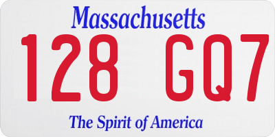MA license plate 128GQ7