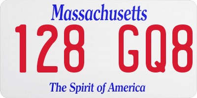 MA license plate 128GQ8