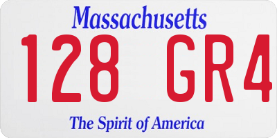 MA license plate 128GR4