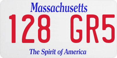 MA license plate 128GR5