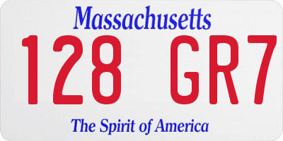 MA license plate 128GR7