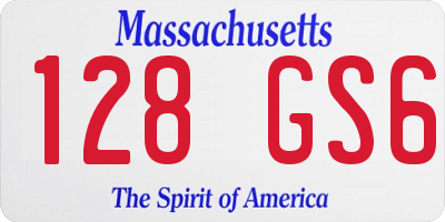 MA license plate 128GS6