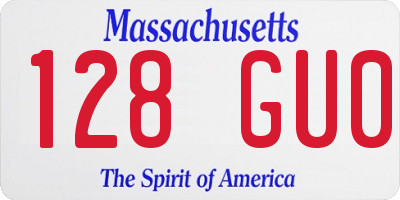 MA license plate 128GU0
