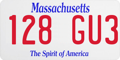 MA license plate 128GU3