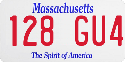 MA license plate 128GU4