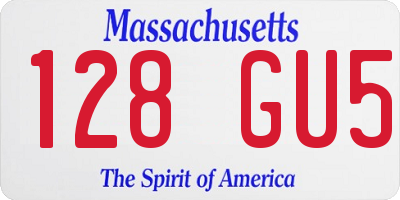 MA license plate 128GU5