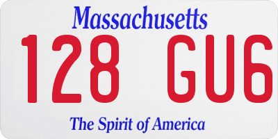 MA license plate 128GU6