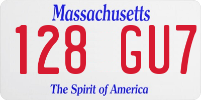 MA license plate 128GU7