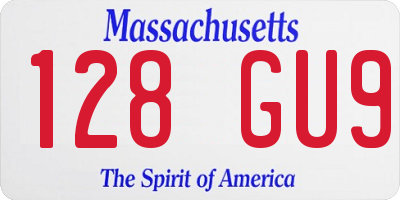 MA license plate 128GU9