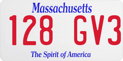 MA license plate 128GV3