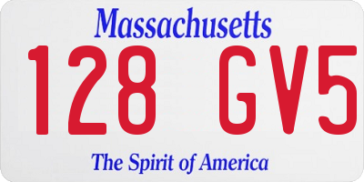 MA license plate 128GV5