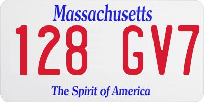 MA license plate 128GV7