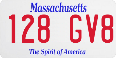 MA license plate 128GV8