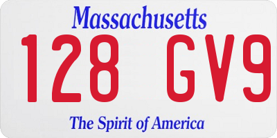 MA license plate 128GV9