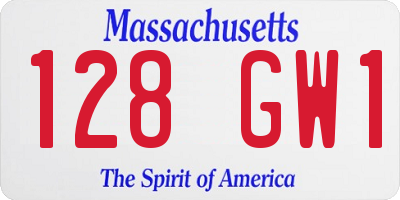 MA license plate 128GW1