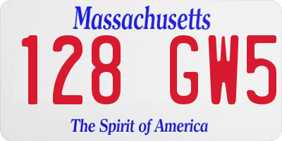 MA license plate 128GW5