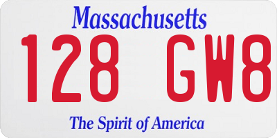 MA license plate 128GW8