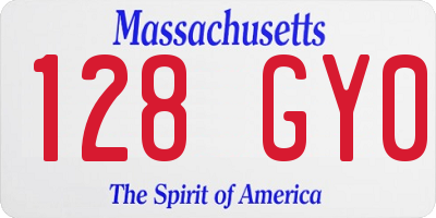 MA license plate 128GY0