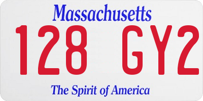 MA license plate 128GY2