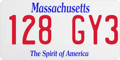 MA license plate 128GY3