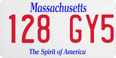 MA license plate 128GY5