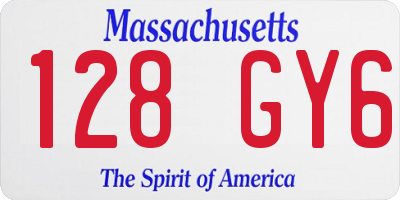 MA license plate 128GY6
