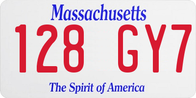 MA license plate 128GY7