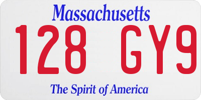 MA license plate 128GY9