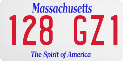MA license plate 128GZ1