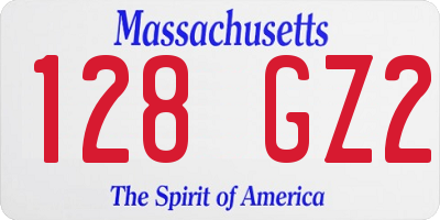 MA license plate 128GZ2