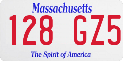 MA license plate 128GZ5