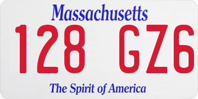 MA license plate 128GZ6