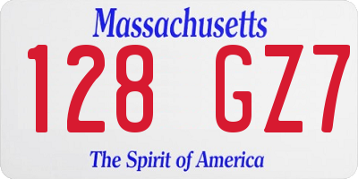 MA license plate 128GZ7