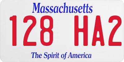MA license plate 128HA2