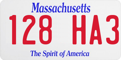 MA license plate 128HA3