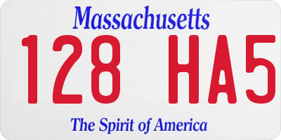 MA license plate 128HA5