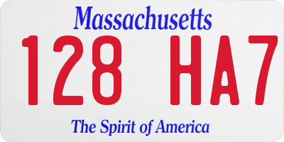 MA license plate 128HA7