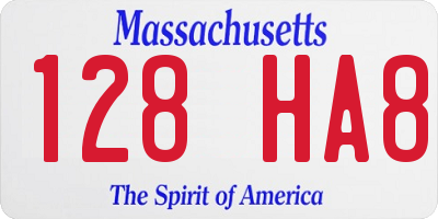 MA license plate 128HA8