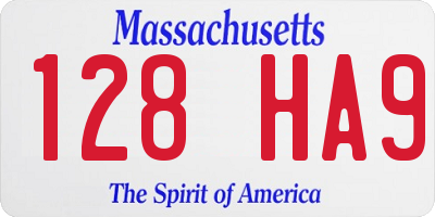MA license plate 128HA9
