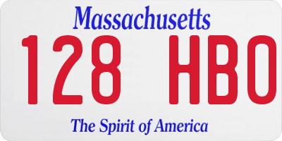MA license plate 128HB0