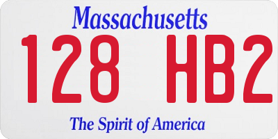 MA license plate 128HB2