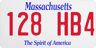 MA license plate 128HB4