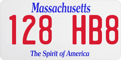 MA license plate 128HB8