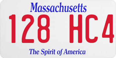MA license plate 128HC4